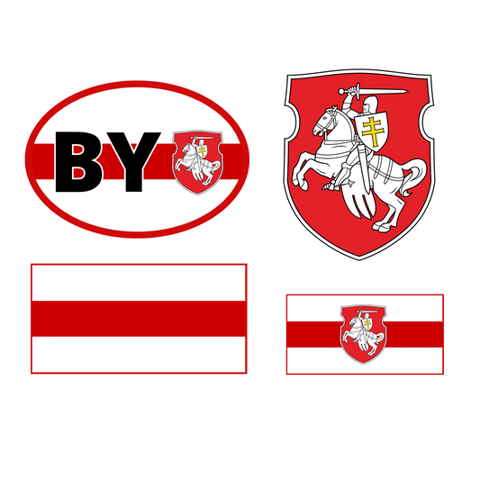 Belarusian Sticker Pagonya Flag 1991 Waterproof Car Decal Belarus Pogonia Set of 4 Car Bumper Vinyl Stickers