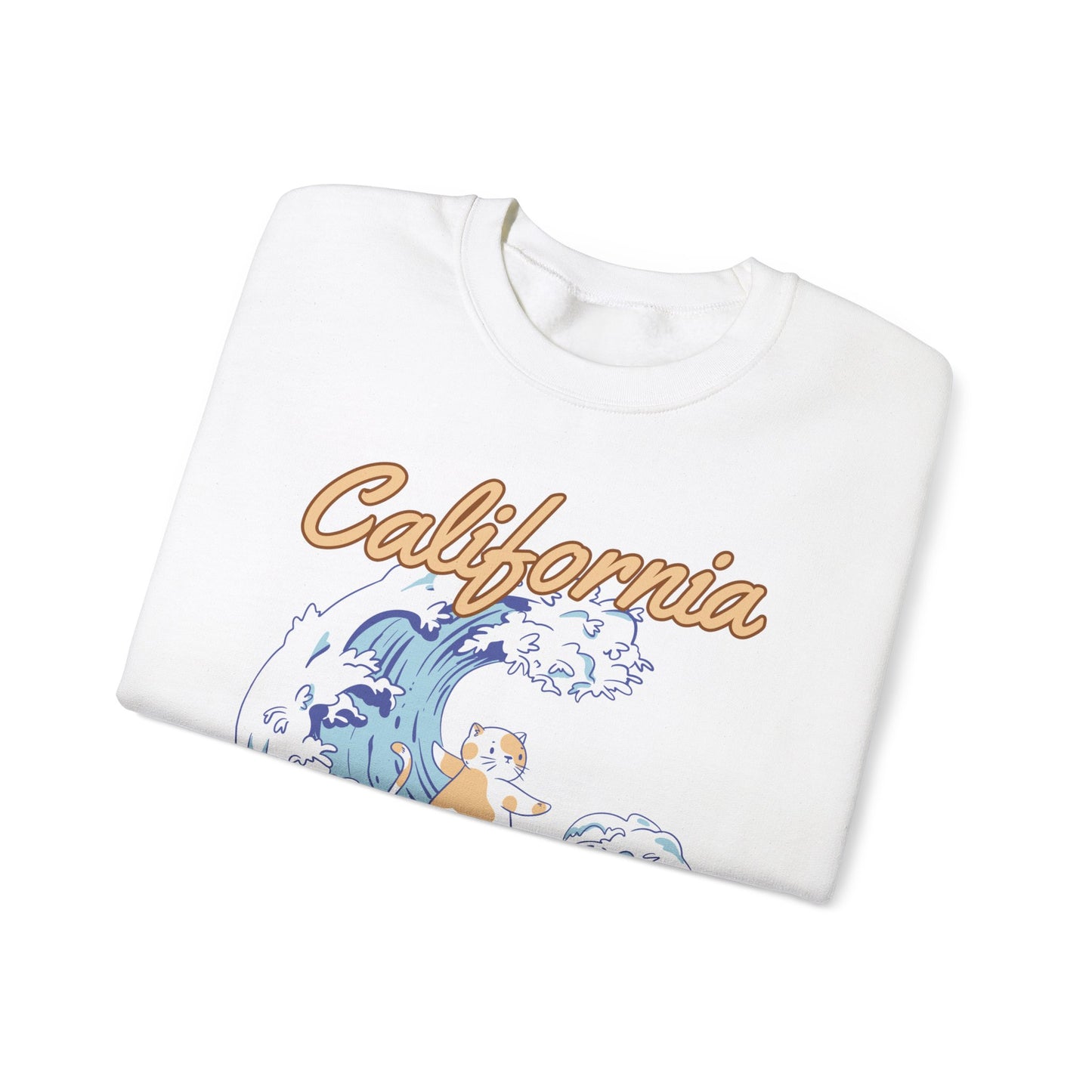Surfing Kitten in San Francisco, California Crewneck Sweatshirt