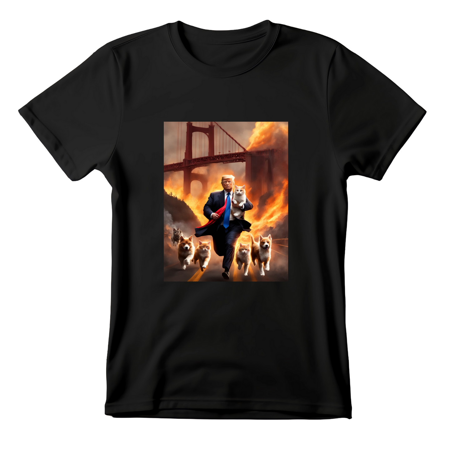 Trump Saving Animals at the Golden Gate Bridge, San Francisco Funny T-Shirt