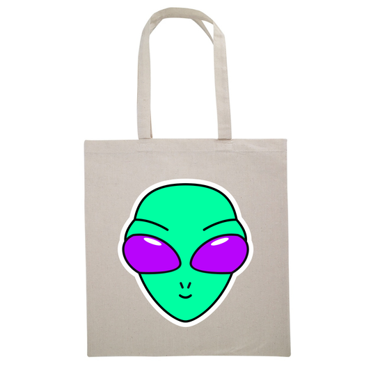 Alien Face Canvas Tote Bag