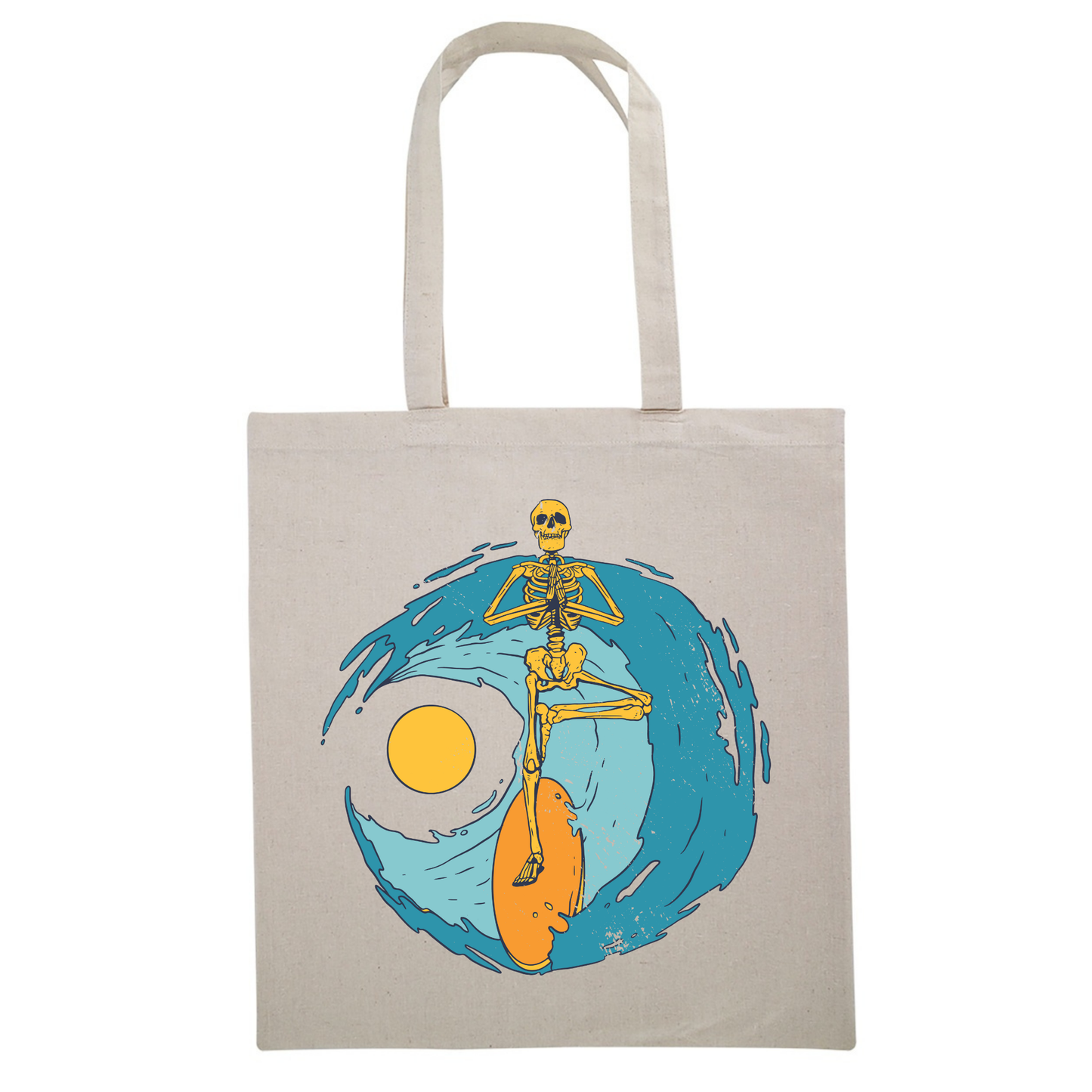 Zen Skeleton Balancing Pose on the Surfing Board Canvas Tote Bag