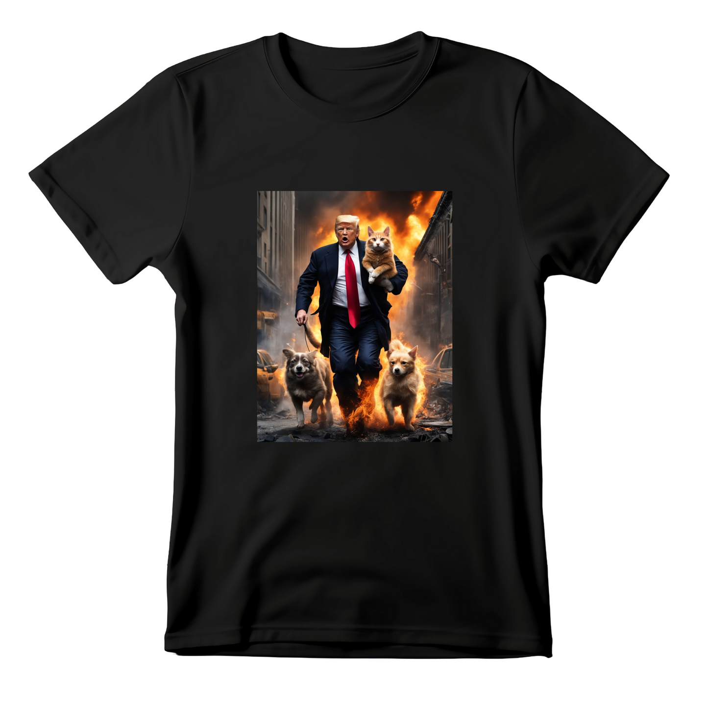 Trump Saving Pets from Fire in Brooklyn, New York Funny T-Shirt