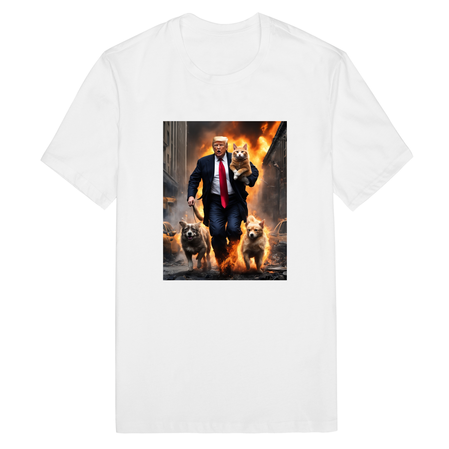 Trump Saving Pets from Fire in Brooklyn, New York Funny T-Shirt