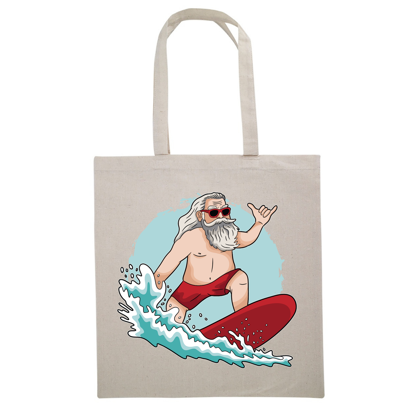 Santa Surfing Canvas Tote Bag