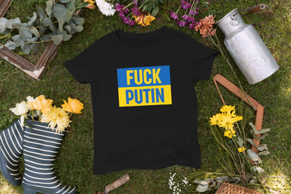 Fuck Putin Yellow-Blue Flag Men's T-Shirt, Black