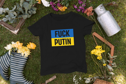 Fuck Putin Ukrainian Flag Men's T-Shirt, Black