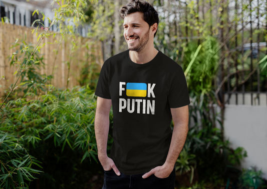 F**k Putin Ukrainian Flag Men's T-Shirt, Black
