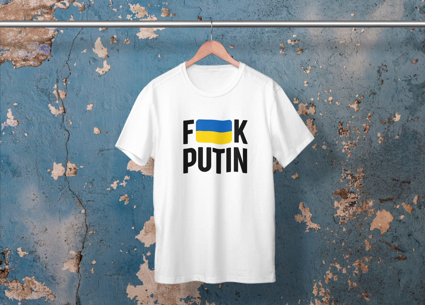 F**k Putin Ukrainian Flag Men's T-Shirt, White