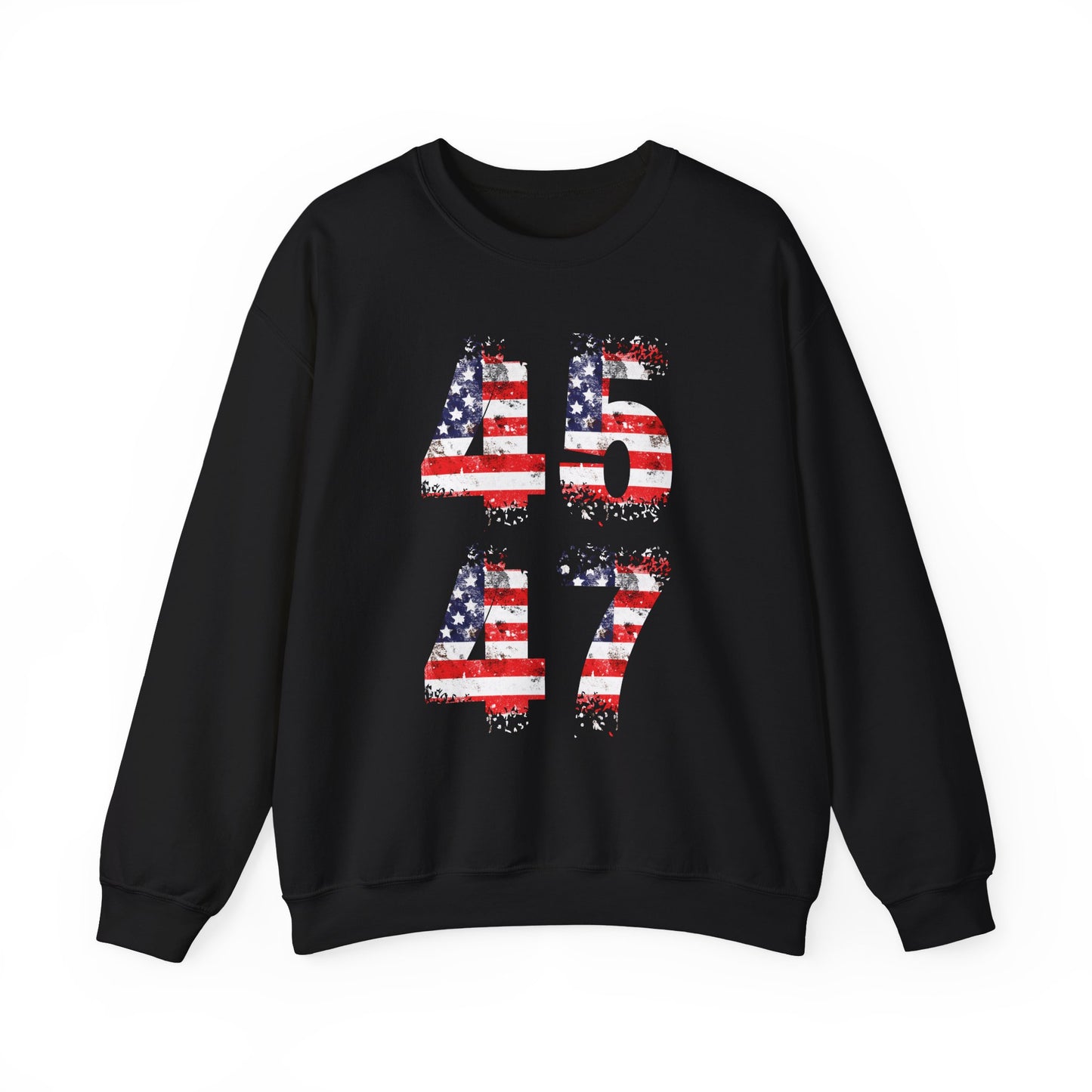 Trump MAGA 45-47 American Flag Crewneck Sweatshirt