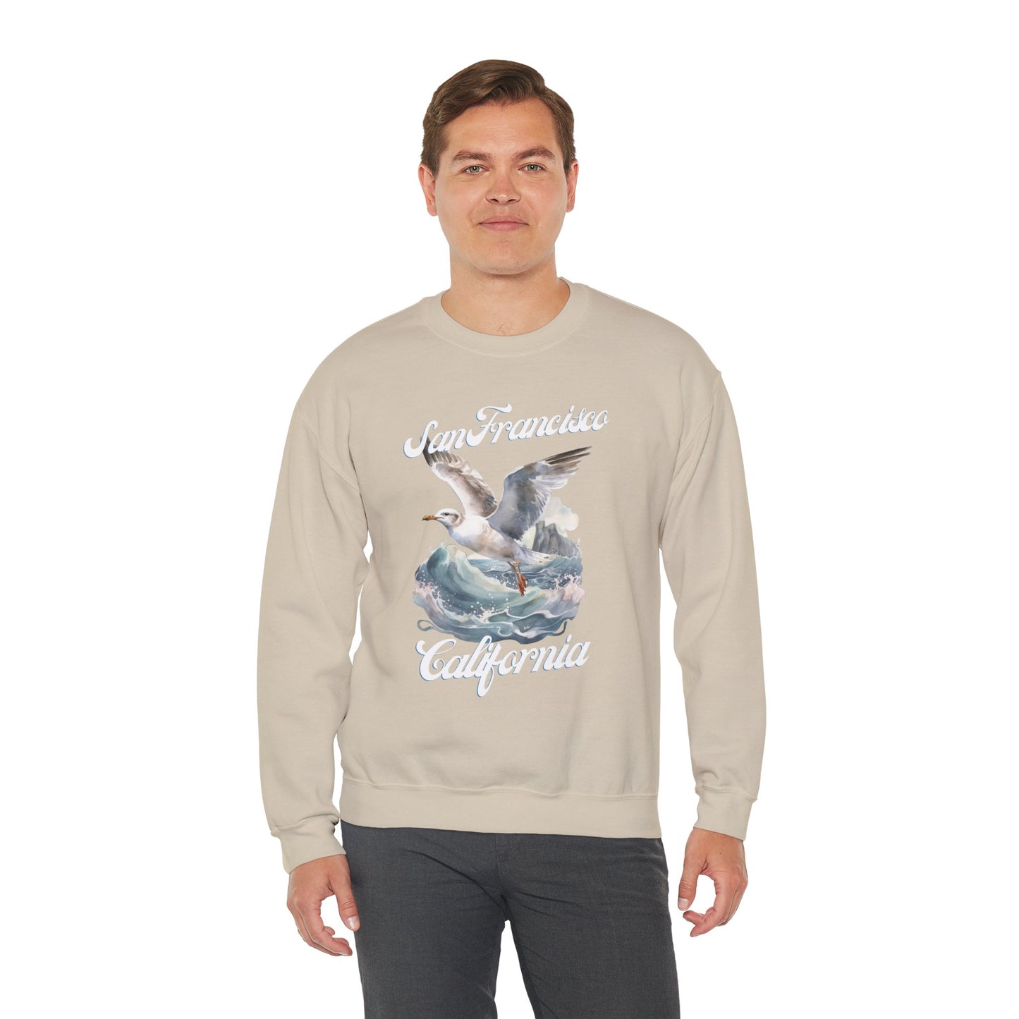 San Francisco Seagull, Coastal Vibes Crewneck Sweatshirt