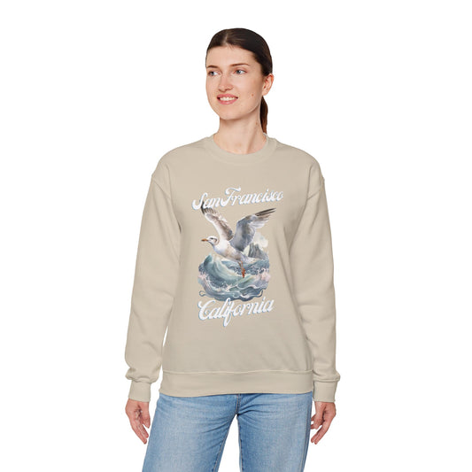 San Francisco Seagull, Coastal Vibes Crewneck Sweatshirt