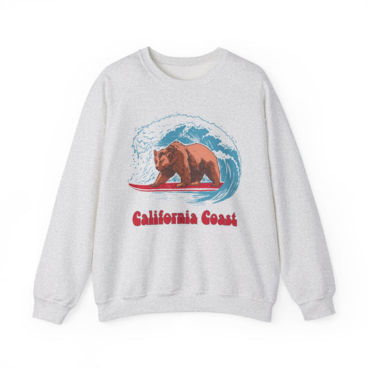 California Coast Surfing Bear Unisex Sweatshirt