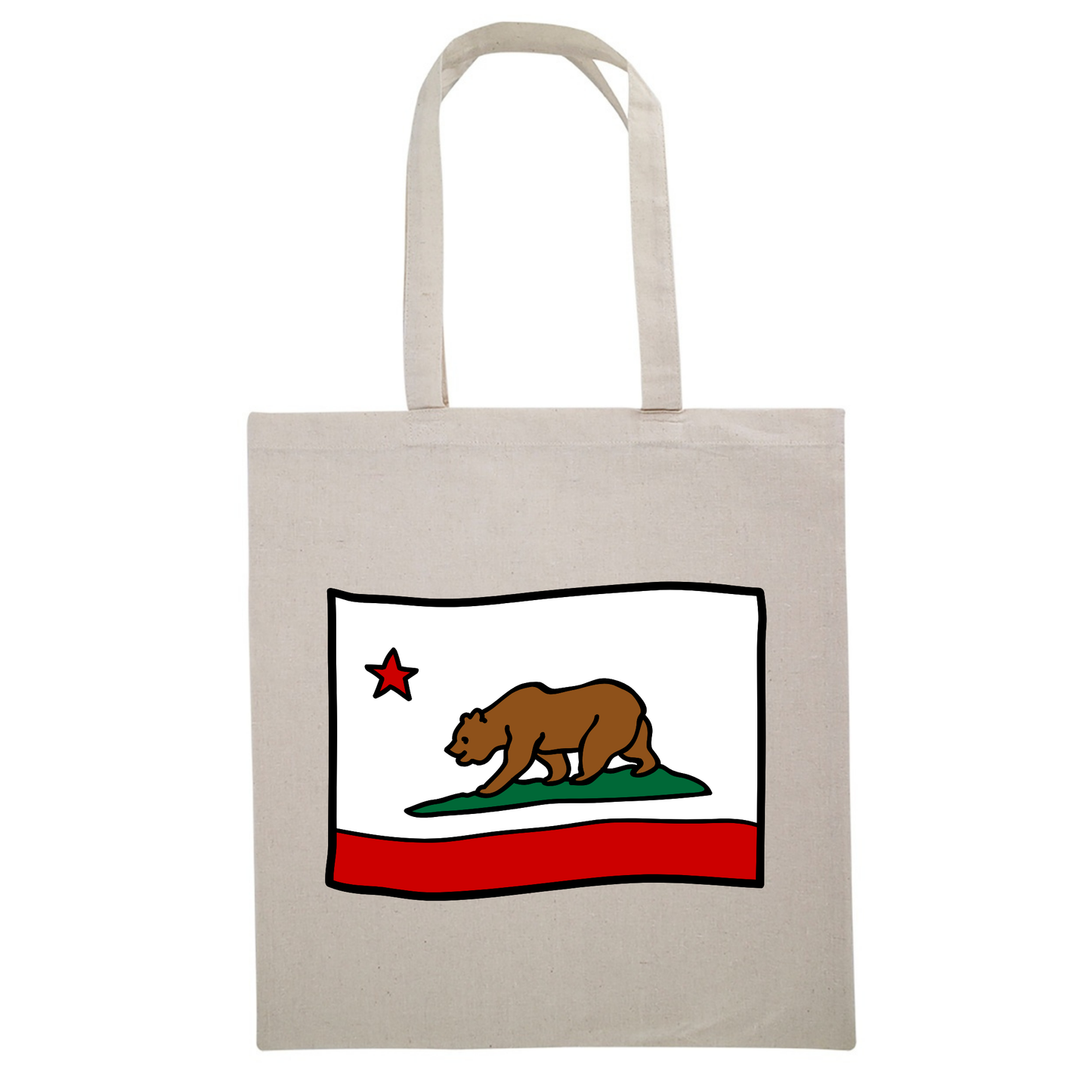 California Republic Animated Grizzly Bear Flag Canvas Tote Bag