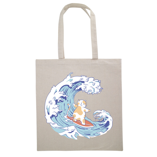 Kitten Surfing Canvas Tote Bag