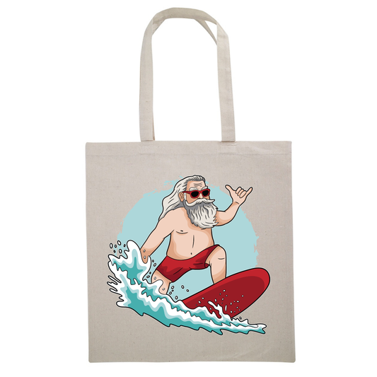 Santa Surfing Canvas Tote Bag