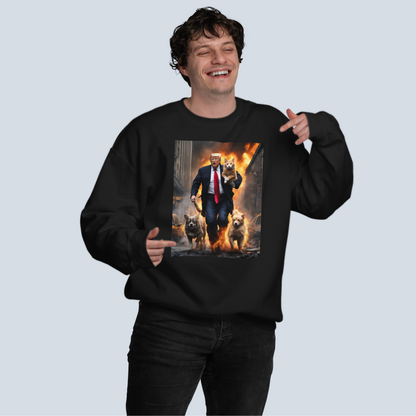 Trump Saving Pets from Fire in Brooklyn, New York Funny Sweatshirt