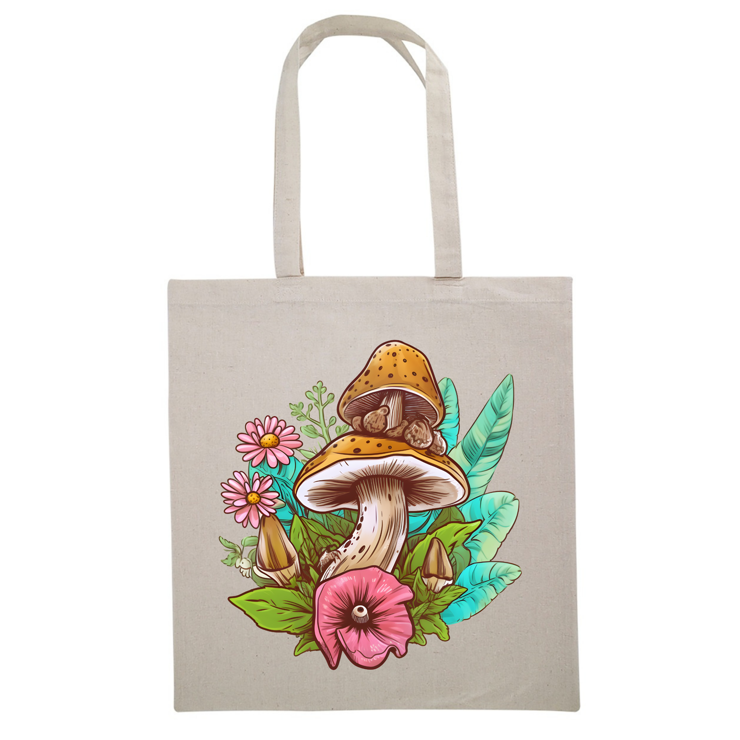 Brown Mushrooms Canvas Tote Bag