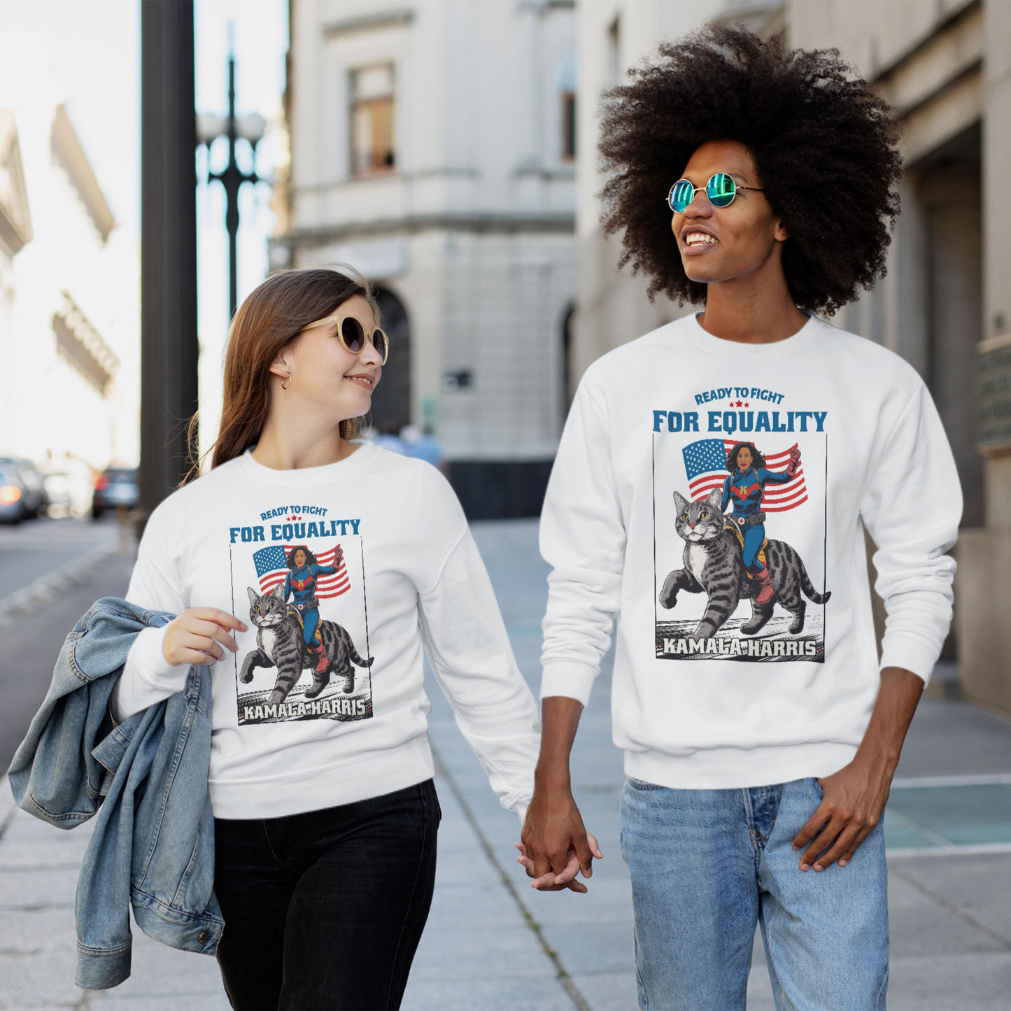 COLLECTIBLE ITEM - Kamala Harris Riding Cat Sweatshirt Presidential Elections 2024 (Limited Stock)