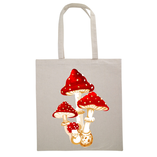 Fly Agaric Animated Mushrooms Canvas Tote Bag