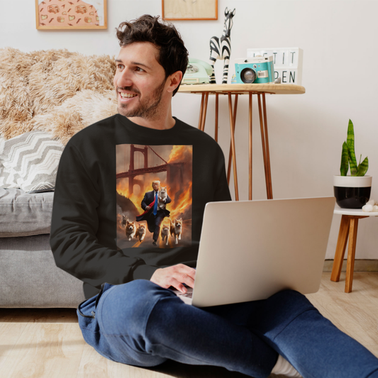 Trump Saving Animals at the Golden Gate Bridge, San Francisco Funny Sweatshirt