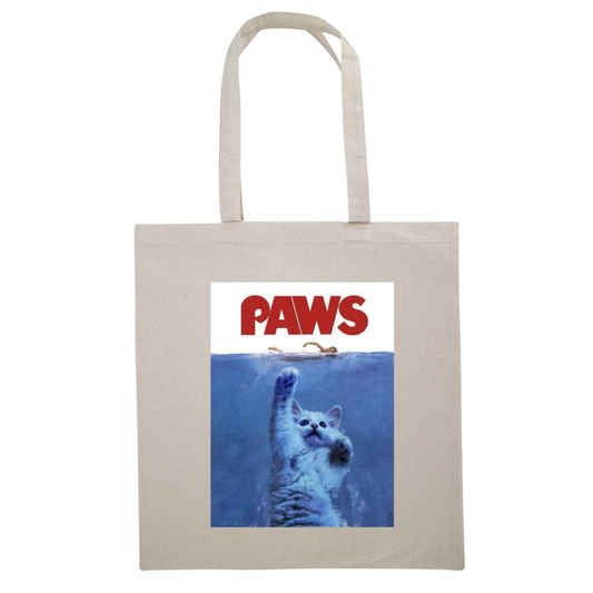 Paws (Jaws Parody) Kitten Canvas Tote Bag