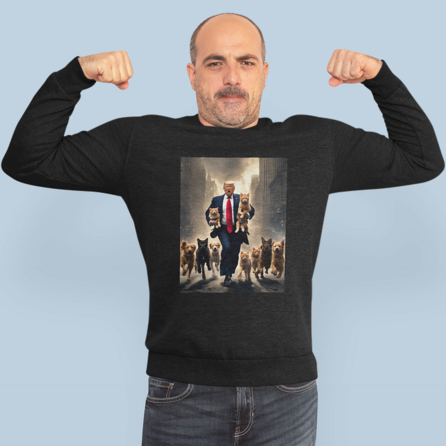 Trump Saving Kittens and Dogs in NYC, New York Funny Sweatshirt