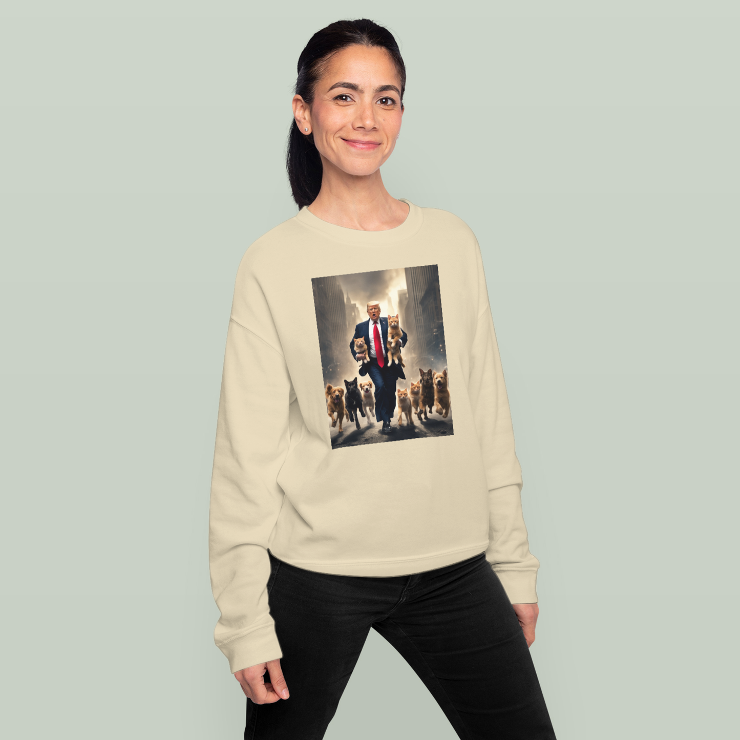 Trump Saving Kittens and Dogs in NYC, New York Funny Sweatshirt