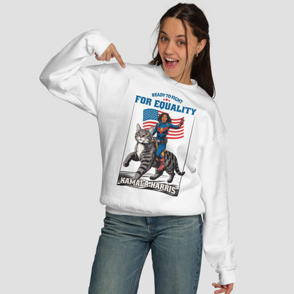 COLLECTIBLE ITEM - Kamala Harris Riding Cat Sweatshirt Presidential Elections 2024 (Limited Stock)