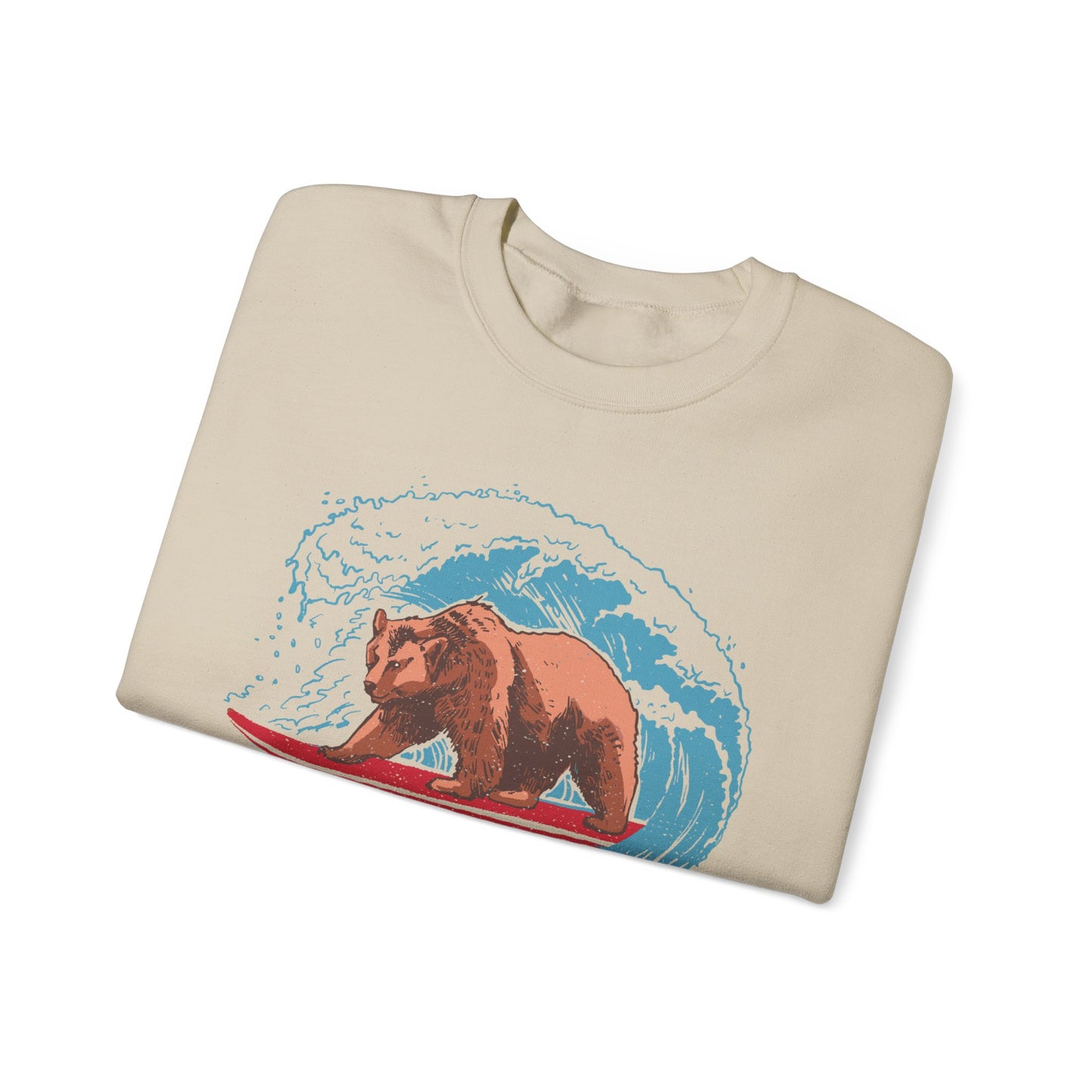 California Coast Bear Surfing Crewneck Sweatshirt